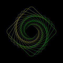 Poster - Swirling symbol. Optical illusion. Twisted square. 3D wireframe abstract tunnel. Vector illustration.