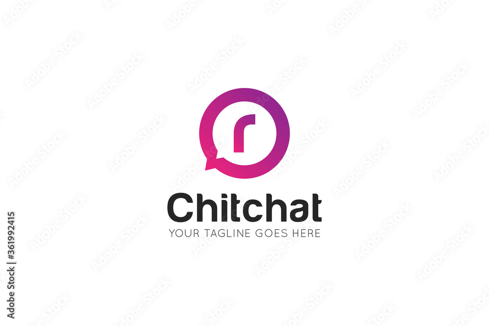 Initial letter r chat, message logo and icon vector illustration Stock ...