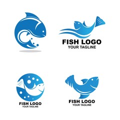 Set of Fish logo design icon vector illustration
