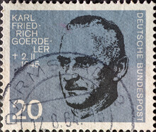 GERMANY - CIRCA 1964: A Postage Stamp Showing A Portrait Of XXX Who Was A Resistance Fighter Against Adolf Hitler. 20th Anniversary In 1964