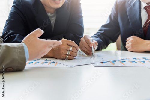 Fotografía Investor group, business meeting and financial graph data analysis during the meeting
