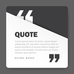 Quote form on square paper banner with shadow, vector design template