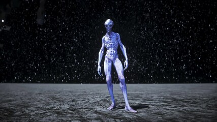 Wall Mural - alien on the moon. ufo concept. 3d rendering.