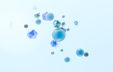 Poster - Abstract 3d art background with geometric shape floating in the air.