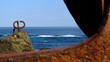 Beautiful seascape with a sculpture "Peine de Los Vientos" in San Sebastian, Spain