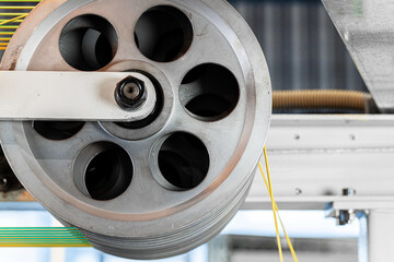 Wall Mural - Cable production. Close up of a cable reel