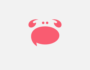 Wall Mural - Creative red logo icon crab and cloud chat