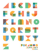 Pop Art Vintage Style Designed Picasso-inspired Vector Alphabet Set