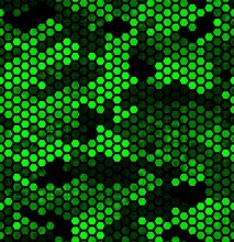 Emerald Pattern Of Triangles, Hexagons, Squares. Lime, Green, Black Colors