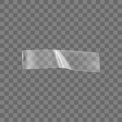 Wall Mural - Transparent adhesive plastic tape isolated on transparent background. Crumpled glue plastic sticky tape for photo and paper fixture. Realistic wrinkled strips isolated 3d vector illustration