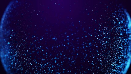 Wall Mural - blue glow particles float in viscous liquid with bokeh. magical sparkles of light form abstract roun