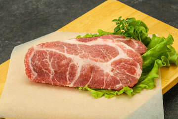 Raw pork meat neck steack