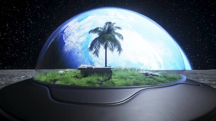 Wall Mural - base, laboratory on the moon. tree on the moon. 3d rendering.