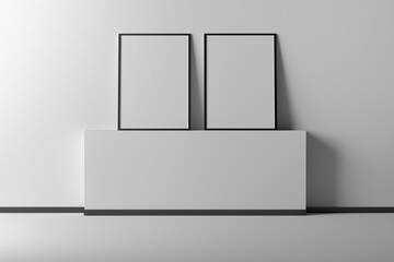 Two vertical A4 photo image frames in an empty interior