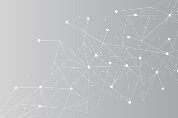 Wall Mural - network abstract connection isolated on gray background. network technology background with dots and