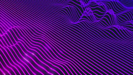 Wall Mural - abstract glowing neon lines animated background. ultraviolet laser wavy backdrop. chaotic waves 4k s