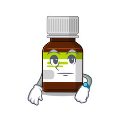 Wall Mural - Mascot design style of antibiotic bottle with waiting gesture