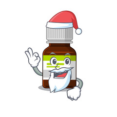 Canvas Print - cartoon character of antibiotic bottle Santa having cute ok finger