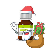 Poster - Cartoon design of antibiotic bottle Santa having Christmas gift