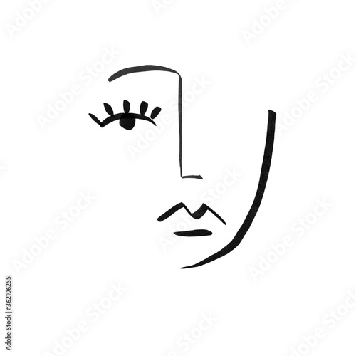 Naklejki Picasso  streszczenie-linia-ciagla-twarz-wspolczesny-rysunek-w-nowoczesnym-stylu-kubizmu-portret-kobiety