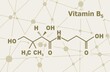 © JEGAS RA - Pantothenic acid or vitamin B5 structural chemical formula. Connected lines with dots background.