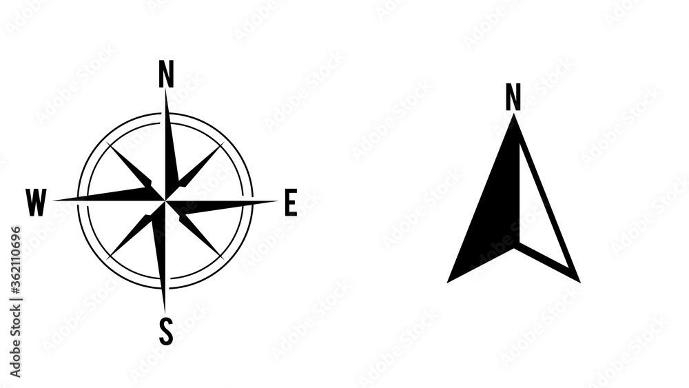 compass rose with North, South, East and West indicated Stock ...