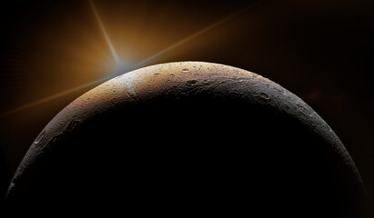 Wall Mural - saturn moon dione eclipse. copy space for your text. elements of this image furnished by nasa.