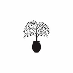 Wall Mural - logo, olive tree in pot, simple