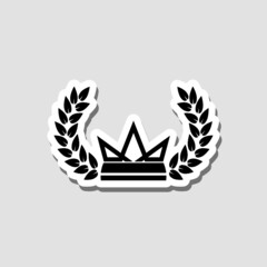 Poster - Crown and Laurel wreath sticker isolated on gray background