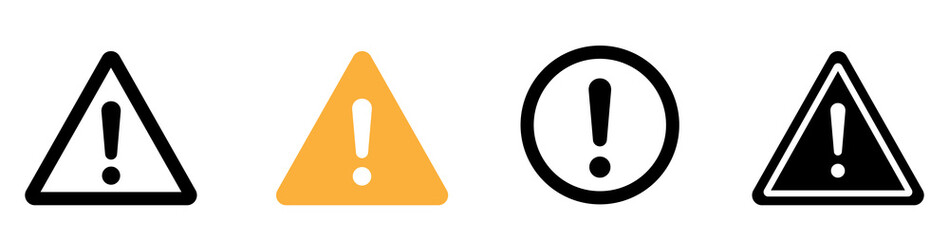 caution warning signs. exclamation danger sign. warnings, attention sumbol. triangle warning flat st
