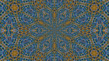 Abstract Blue Kaleidoscope Background With Yellow Pattern