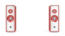Red Stereo Speakers On White Background