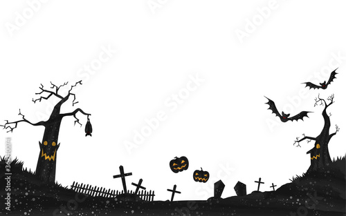 ハロウィンのカボチャと枯れ木のお化けがいる不気味な墓地のイラスト Stock Vector Adobe Stock ハロウィンのカボチャと枯れ木のお化けがいる不気味な墓地のイラスト Stock Vector Adobe Stock
