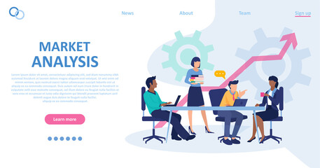 Wall Mural - vector of businesspeople having a meeting conducting market analysis