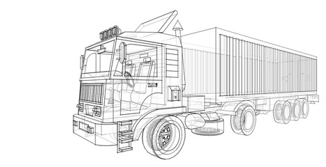 
truck car transportation 3d illustration