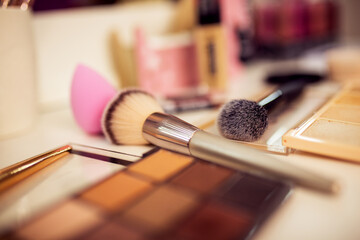 Close-Up Of Make-Up Objects On Table