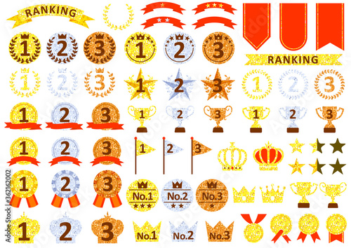 3色のメタルなランキングアイコンセット Ilustracion De Stock Adobe Stock