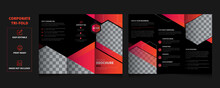 Tri Fold Brochure Design. Corporate Business Template For Tri Fold Flyer With Rhombus Square Shapes
