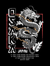 Osaka-Japan. Japanese Dragon Illustration. Vector Graphics For T-shirt Prints And Other Uses.