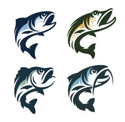 Wall Mural - fish vector illustration. trout, pike, perch, catfish on a white background.