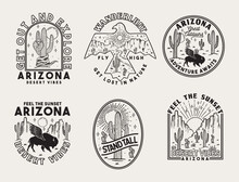 Set Of Vector Arizona Desert Badges.