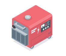 Red Generator Isometric Cute Designed