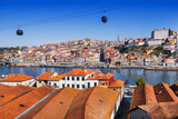 Fototapeta Uliczki - Porto , Portugal with Douro river and old town at background
