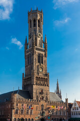 Wall Mural - Belfry of Bruges on the market place