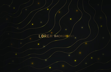 abstract curved golden lines on a dark background. chaotic movement in the form of a topographic map