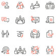 Vector Set of Linear Icons Related to Business Cooperation, Partnership, Synergy, Coherence, Negotiation and Deal. Mono Line Pictograms and Infographics Design Elements