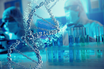 medical science laboratory. concept of virus and bacteria research.