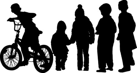 Homeless children's / silhouette vector