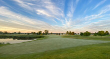 Sunrise Golf Course Wispy Clouds Blue Sky