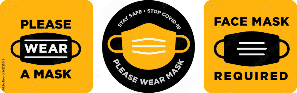 Please wear mask icon vector signage - obrazy, fototapety, plakaty 